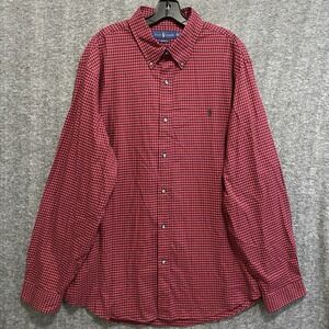Polo Ralph Lauren Classic Fit Check Button Down Shirt Men XXL Gingham Red Black